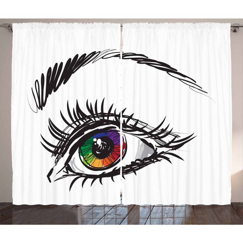 Colorful Pupil of a Woman Curtain