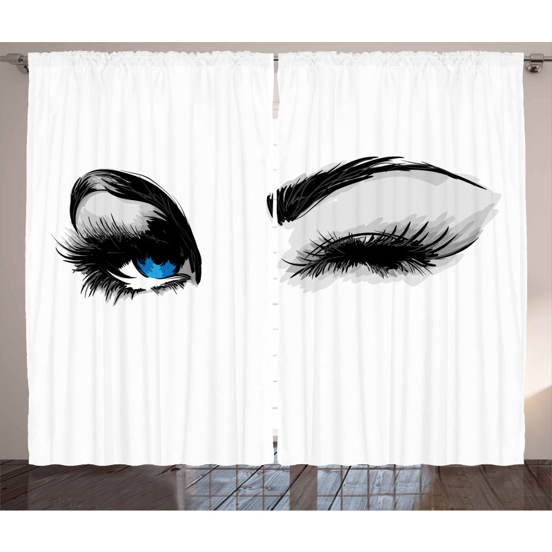 Flirty Young Woman Wink Curtain