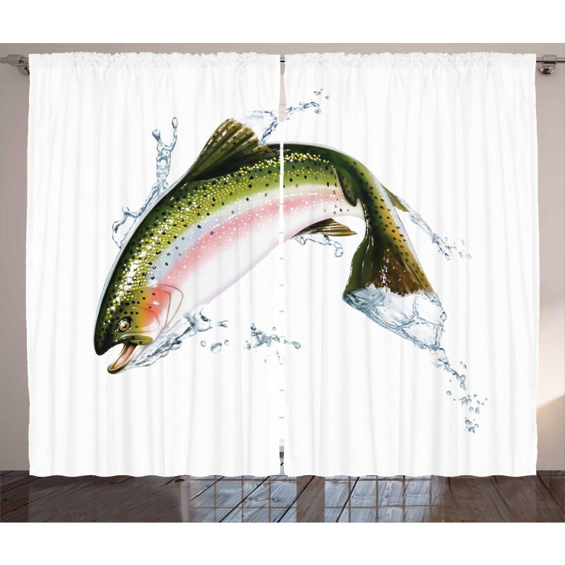 Salmon Photorealistic Art Curtain