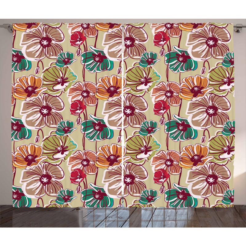 Colorful Poppies Curtain