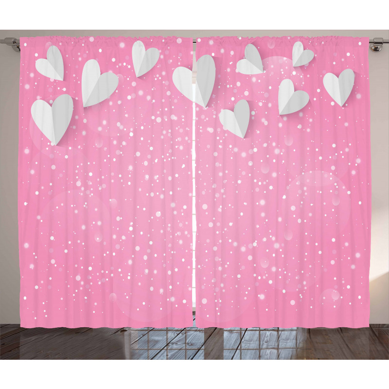3D Hearts Wings Curtain