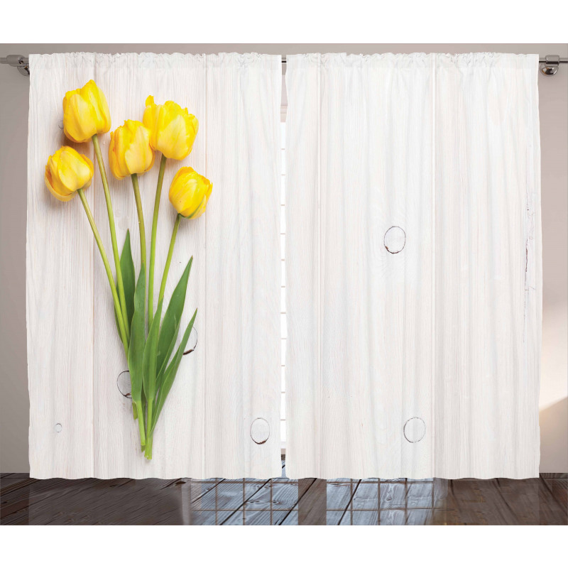 Tulips on Rustic Board Curtain