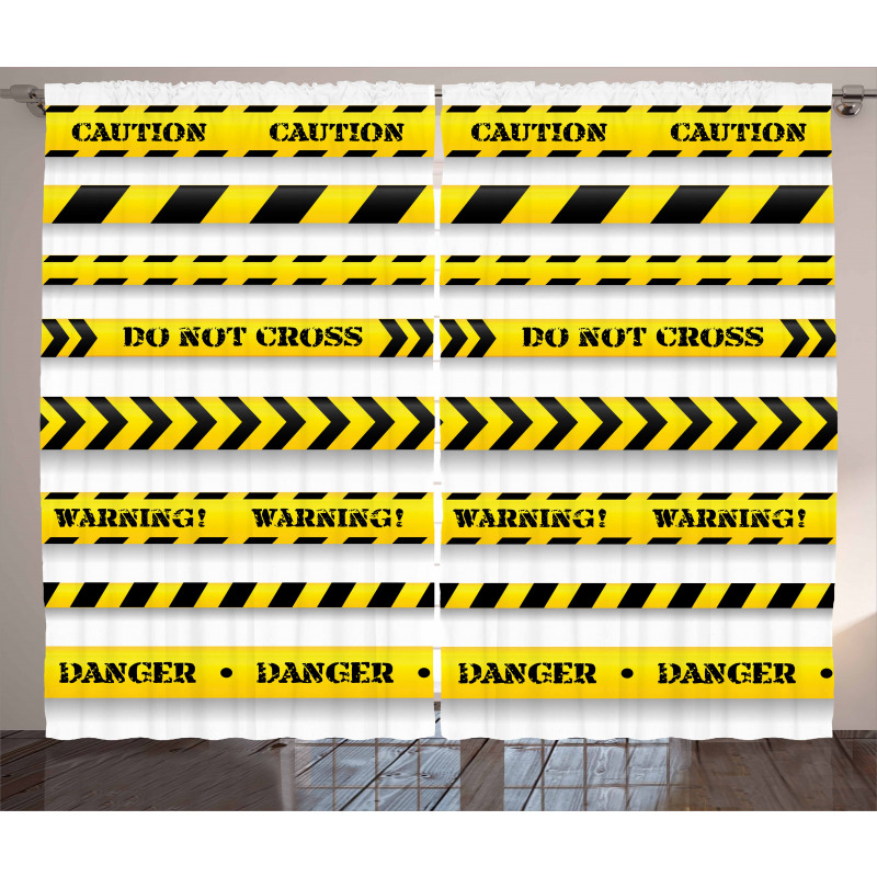 Caution Tapes Pattern Curtain