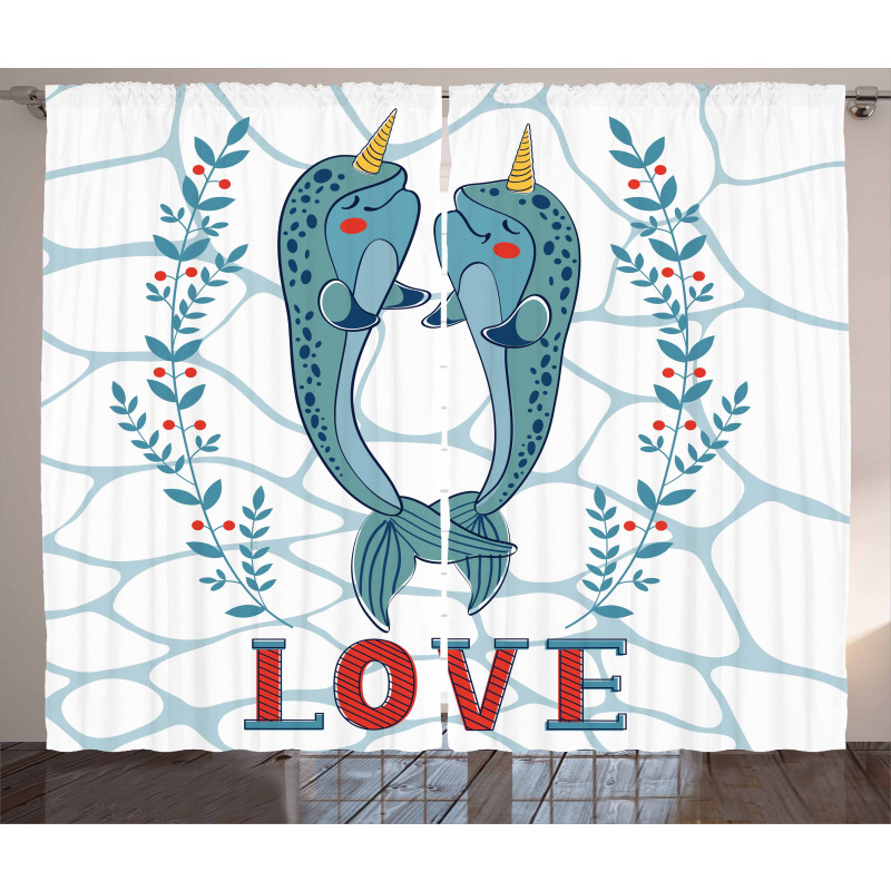 Whales in Love Design Curtain