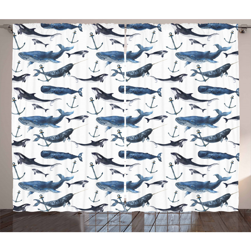 Orcas and Blue Whales Curtain