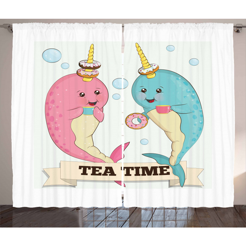 Tea Drinking Whales Curtain