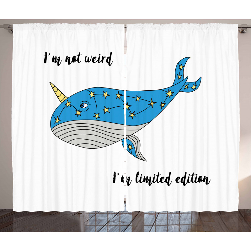 Hand Drawn Blue Whale Curtain
