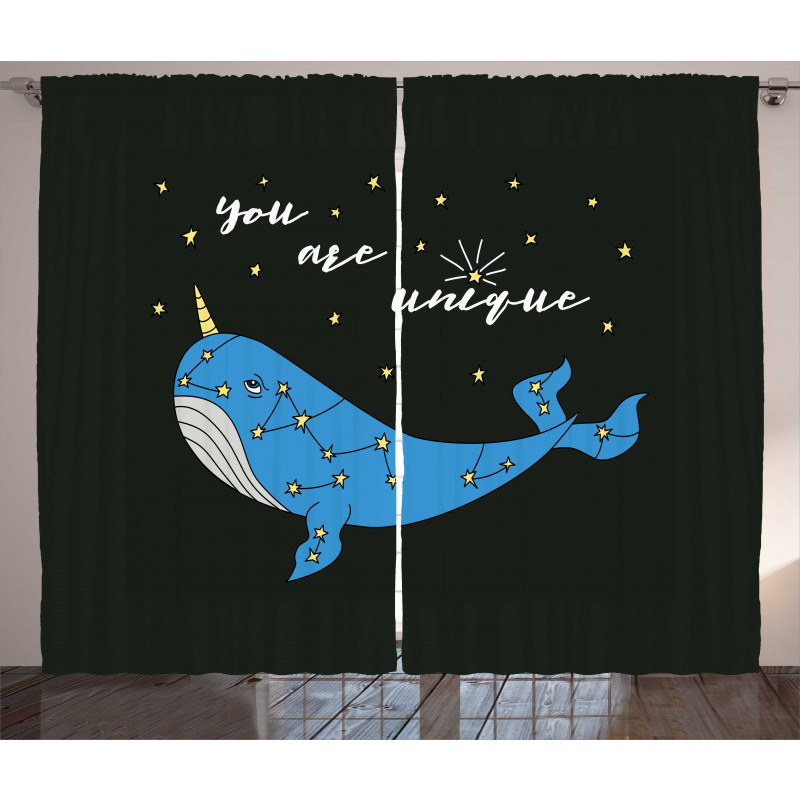 Cartoon Style Whale Curtain