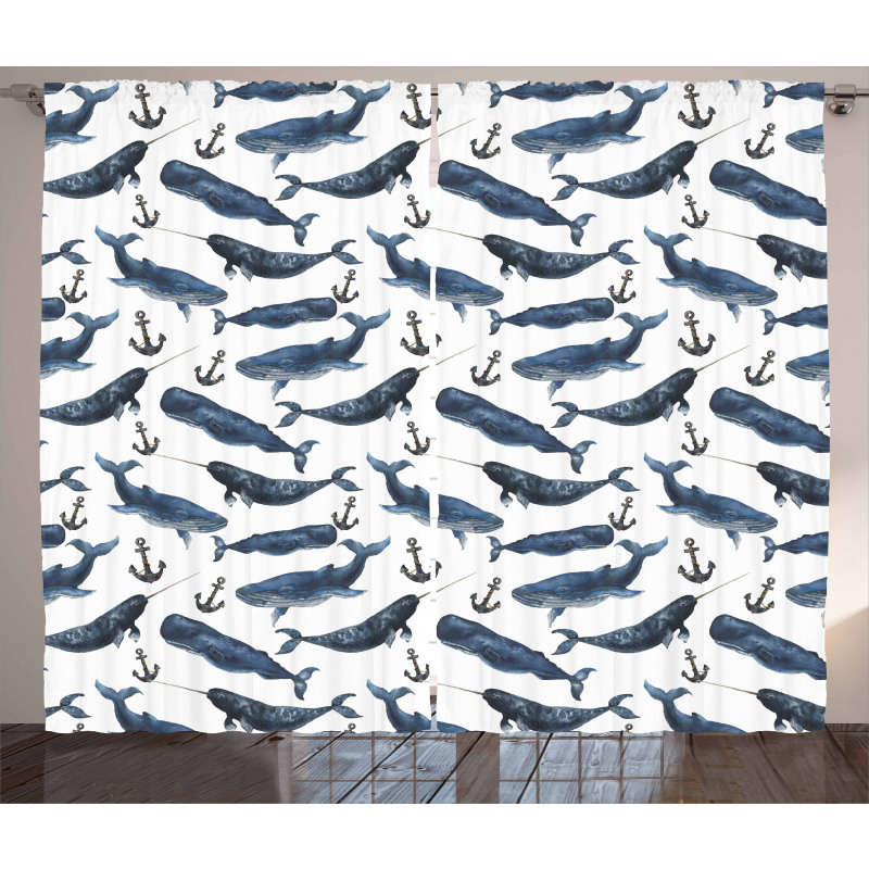 Aquerelle Ocean Whales Curtain