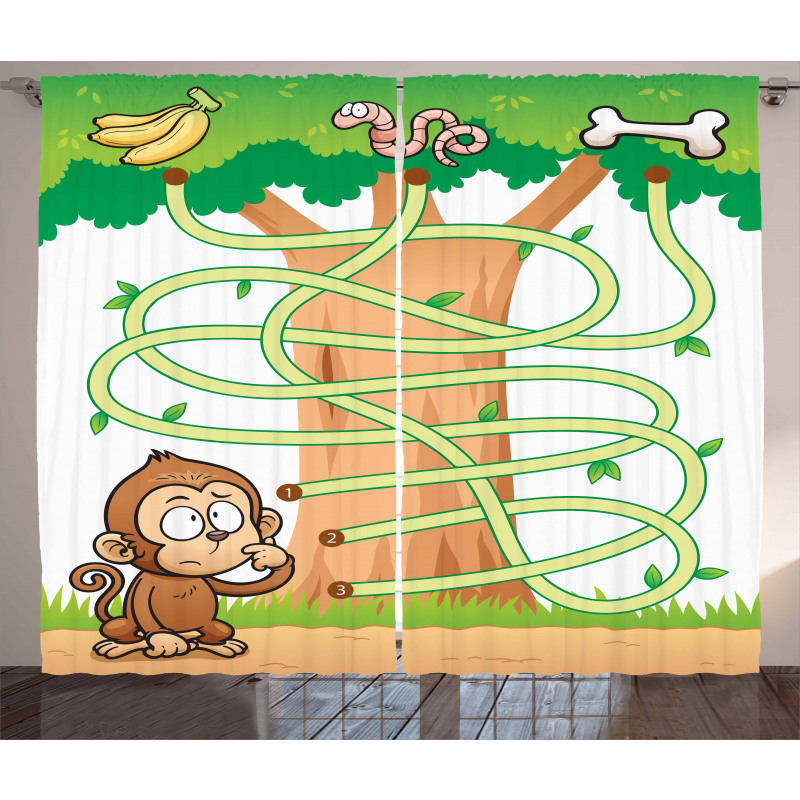 Curious Monkey Curtain