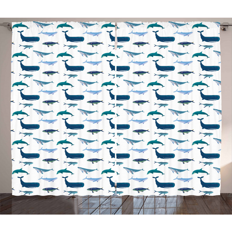 Swimming Marine Animals Curtain