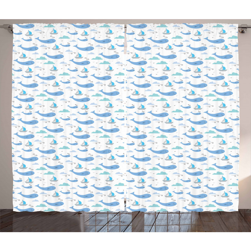 Marine Life Themed Design Curtain