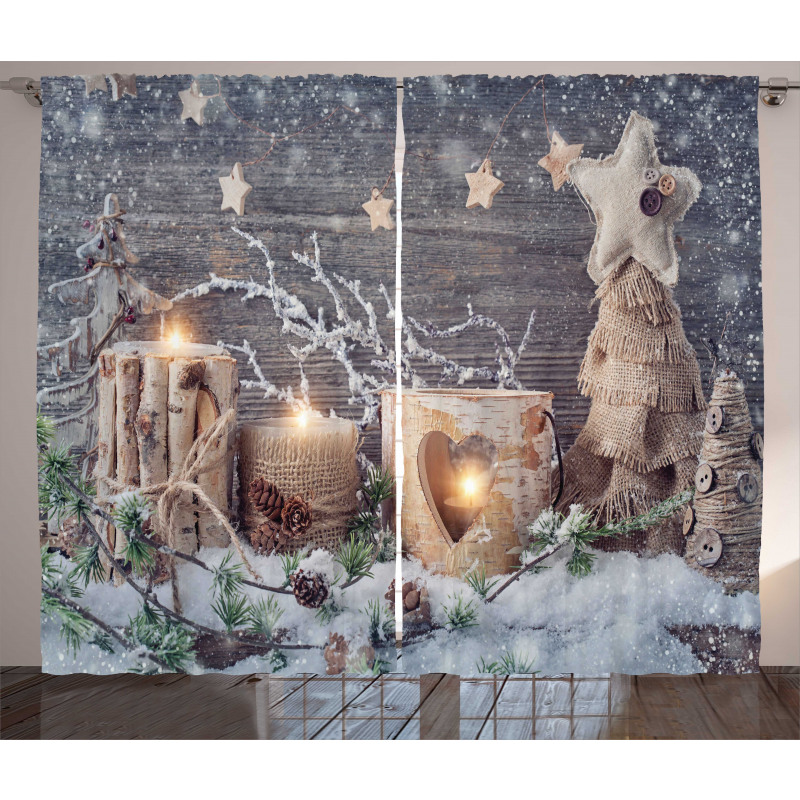 Candle Winter Holiday Curtain