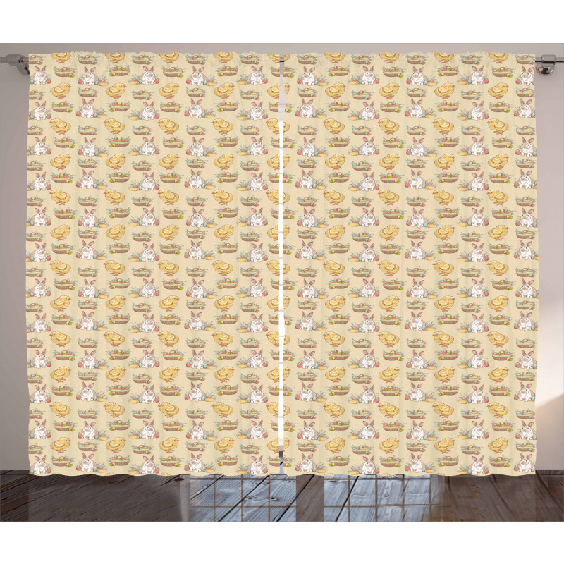 Vintage Hand Drawn Style Curtain