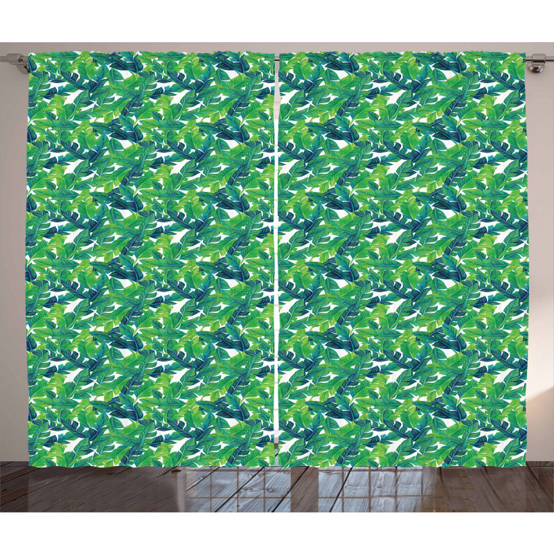 Lush Tropical Leaves Curtain