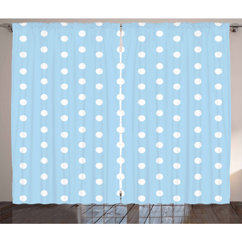 Polka Dots Blue and White Curtain
