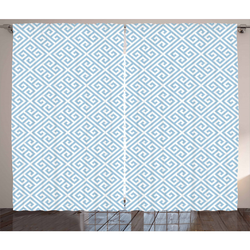 Pale Blue Maze Tile Curtain
