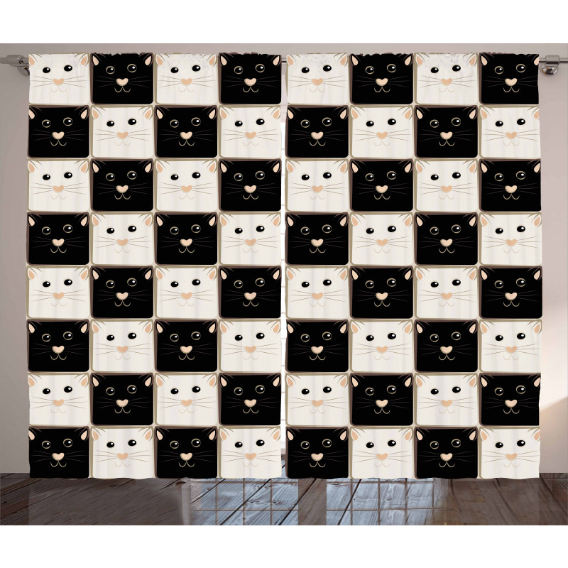 Squares with Cats Curtain