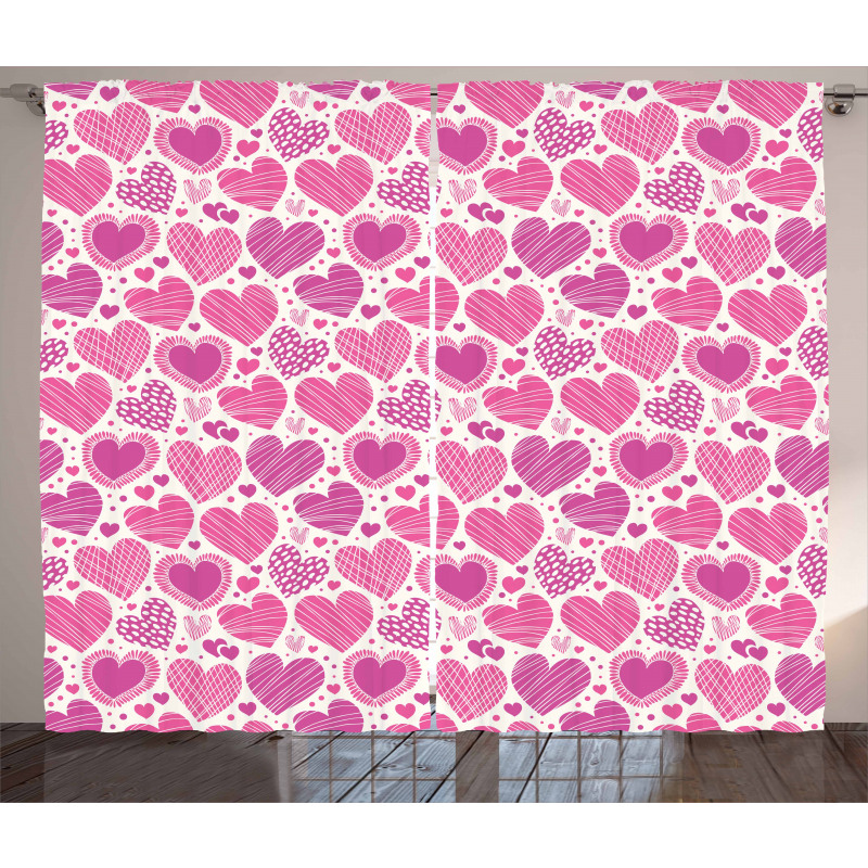 Pink Romantic Motifs Curtain