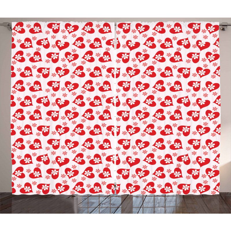 Flowers Valentines Day Curtain