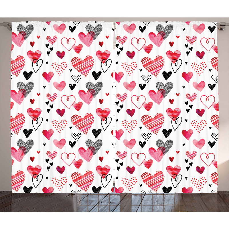 Doodle Heart Designs Curtain
