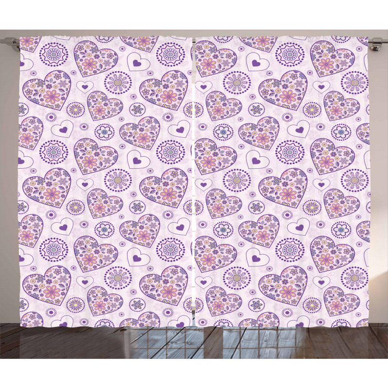 Hearts with Flowers Curtain