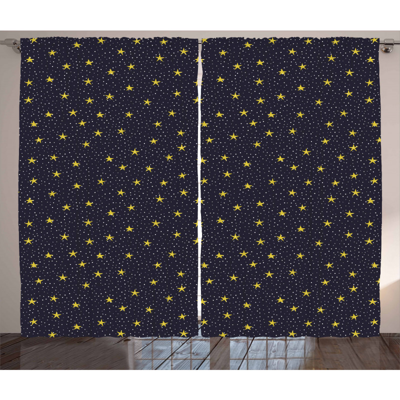 Yellow Stars and Dots Curtain