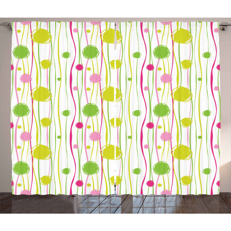 Doodle Stripes Dots Curtain