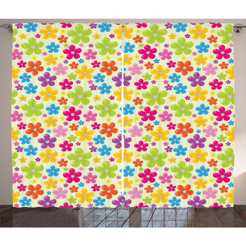 Sixties Hippie Flowers Curtain