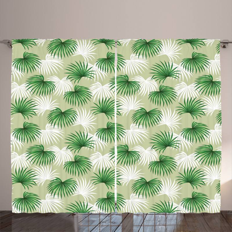 Palm Tree Island Foliage Curtain