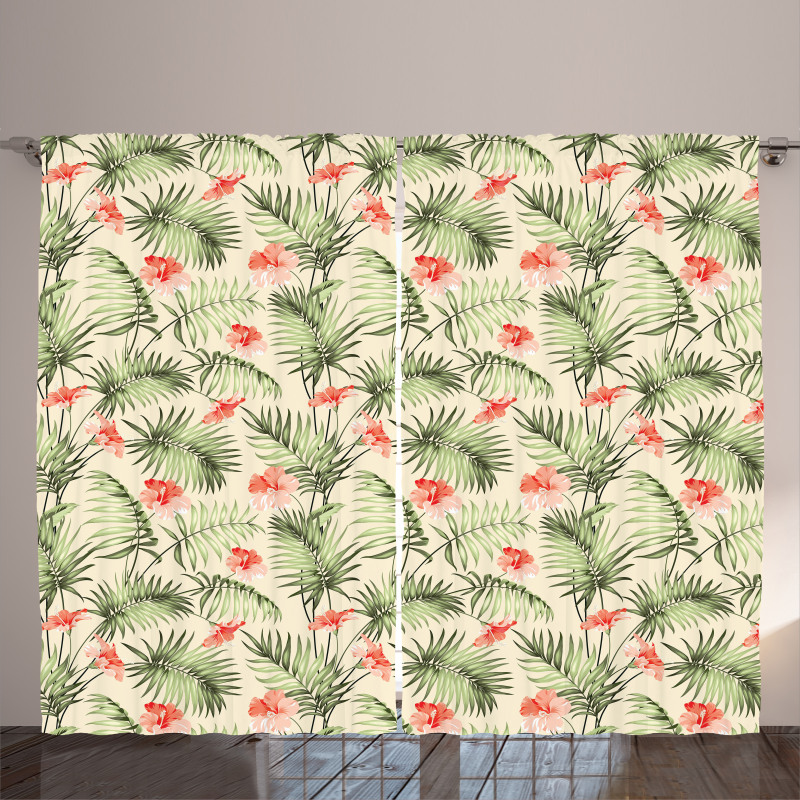 Hawaiian Aloha Hibiscus Curtain