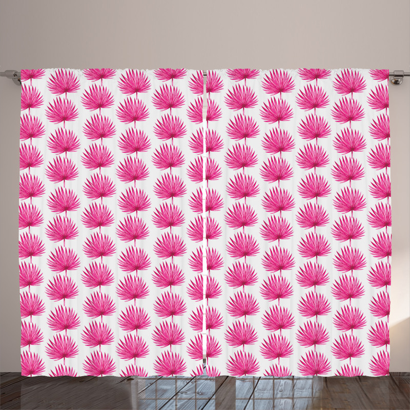 Watercolor Pink Leaves Curtain