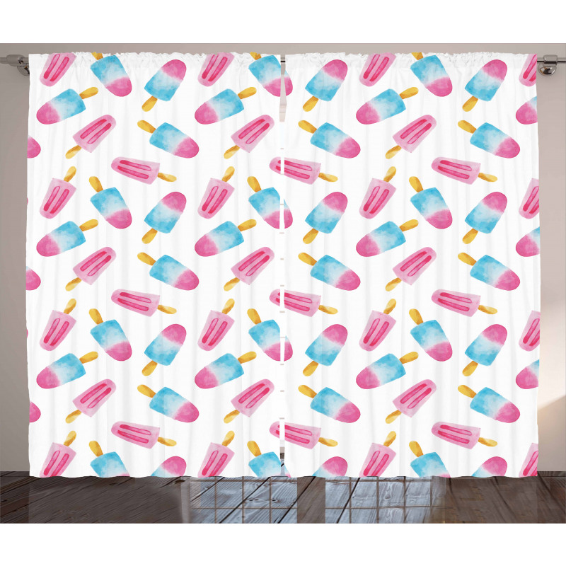 Watercolor Popsicles Curtain