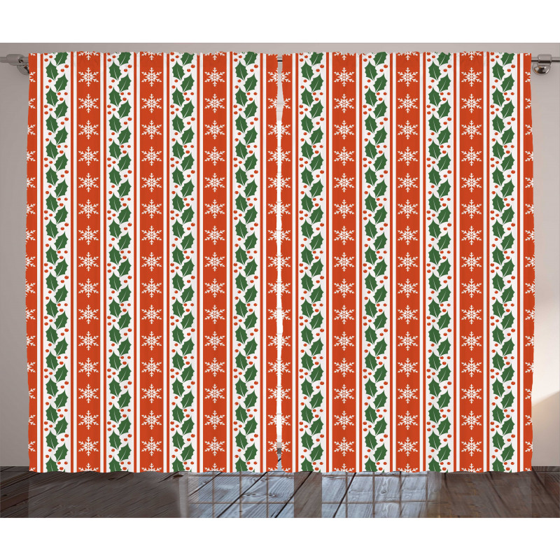 Holly Berries Banner Curtain