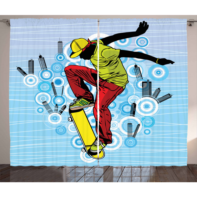 Teenager on Skateboard Curtain