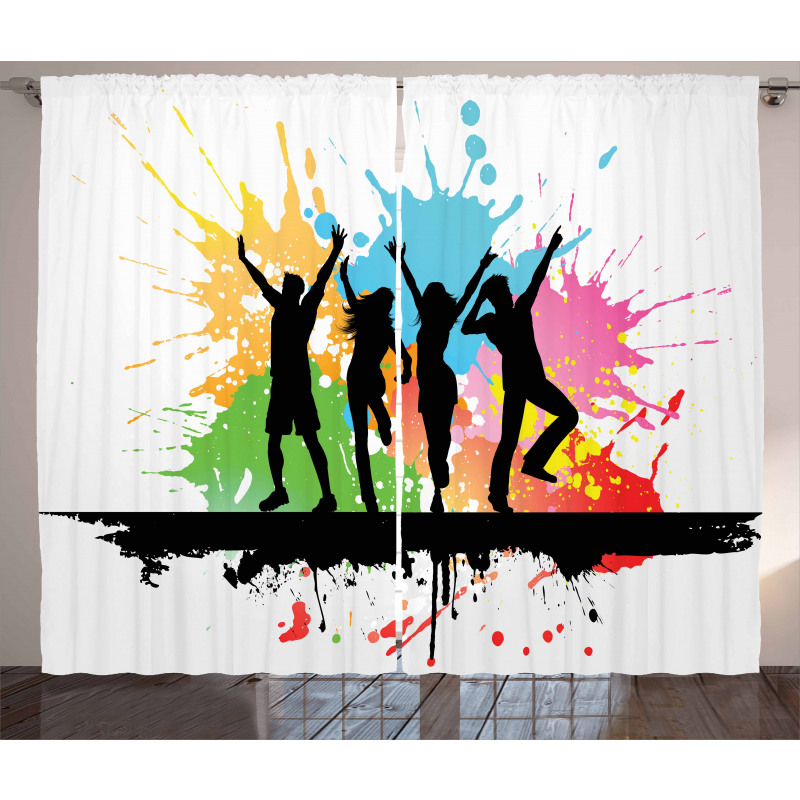 Dance Party People Colors Curtain