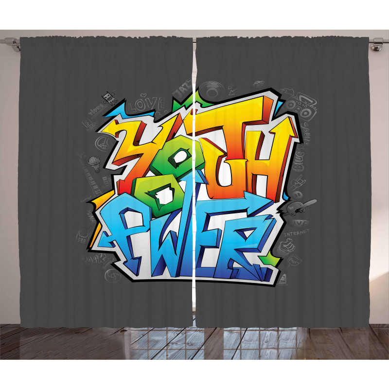 Graffiti Art Youth Power Curtain