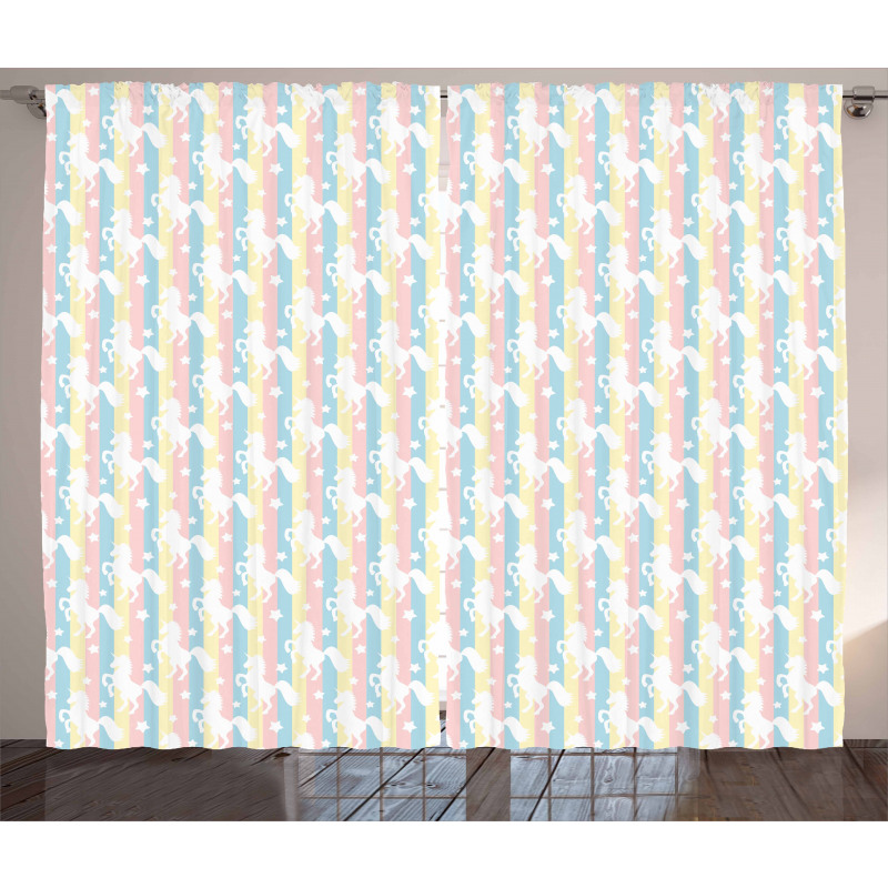 Pastel Stripes Stars Curtain