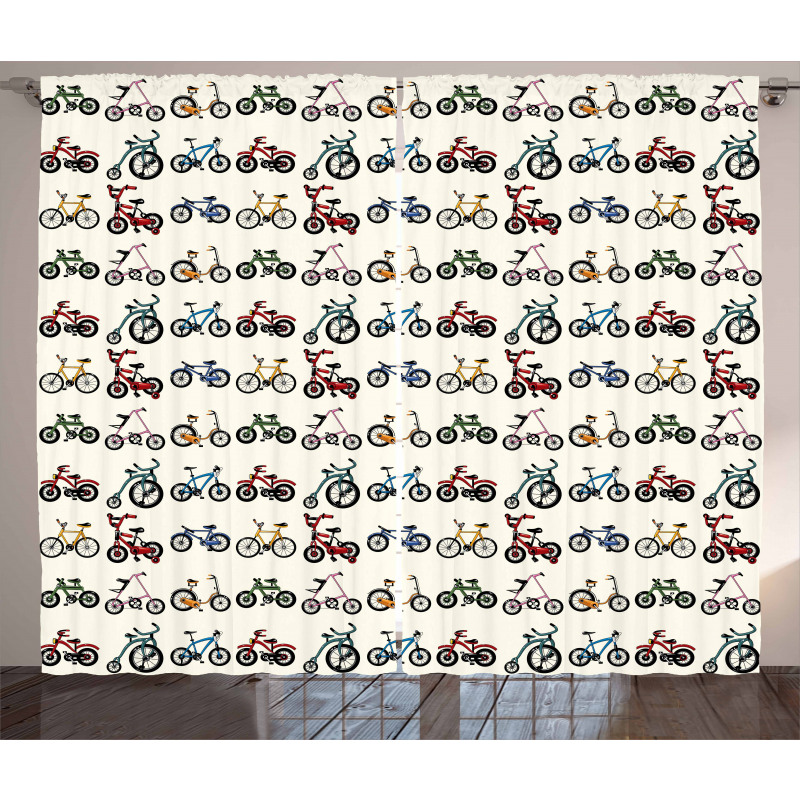 Colorful Bicycles Pattern Curtain