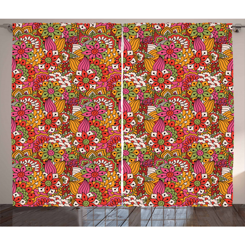 Floral Vibrant Art Curtain