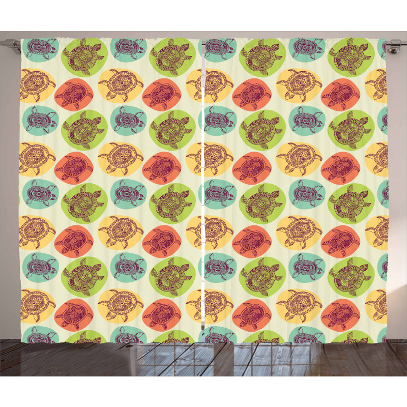 Sea Animals Color Blots Curtain