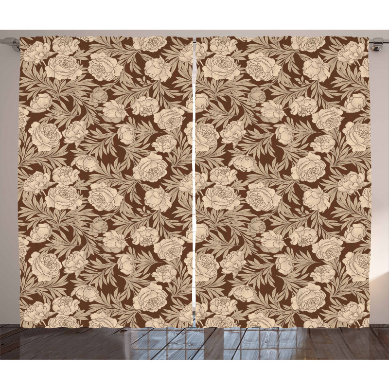 Blooming Romantic Rose Curtain