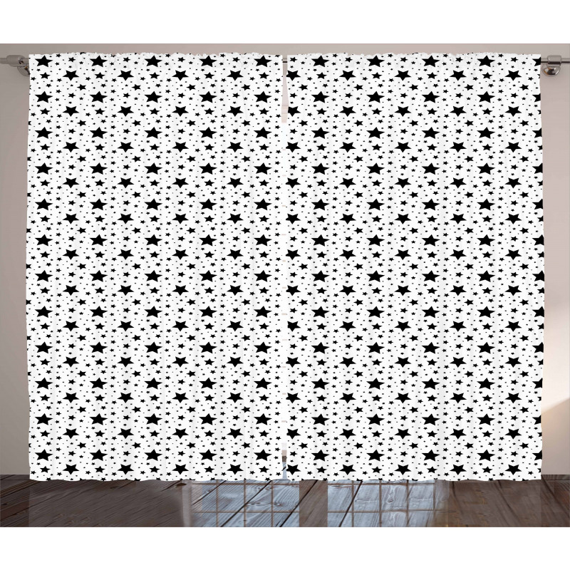Monochrome Abstract Motif Curtain