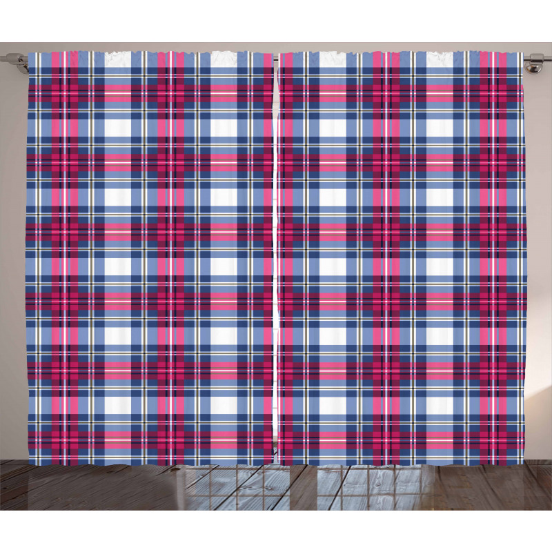 Pink and Blue Tartan Curtain