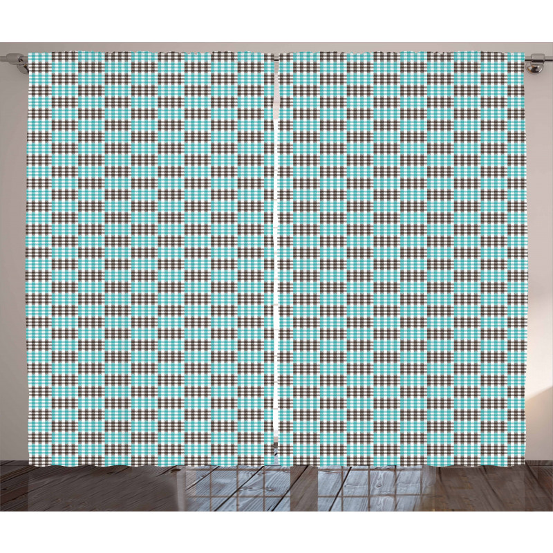 Bicolor Checkered Retro Curtain