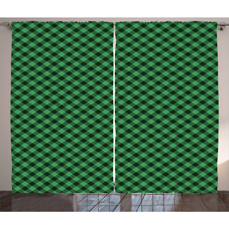 Diagonal Tartan Green Curtain