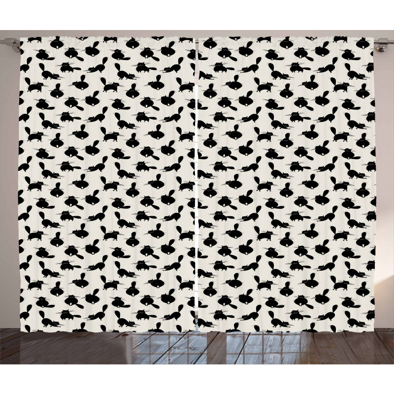 Funny House Pet Silhouettes Curtain