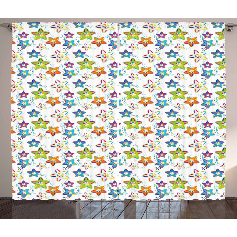 Colorful Celestial Shapes Curtain