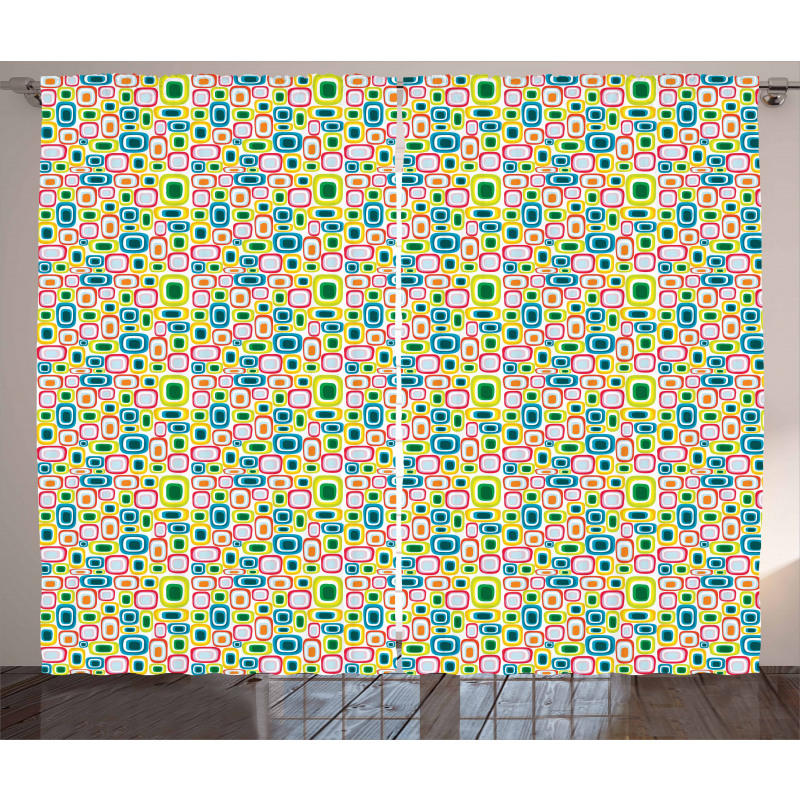 Colorful Retro Shapes Curtain