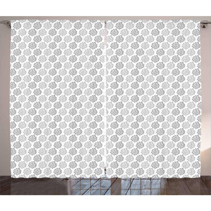 Greyscale Foliage Design Curtain